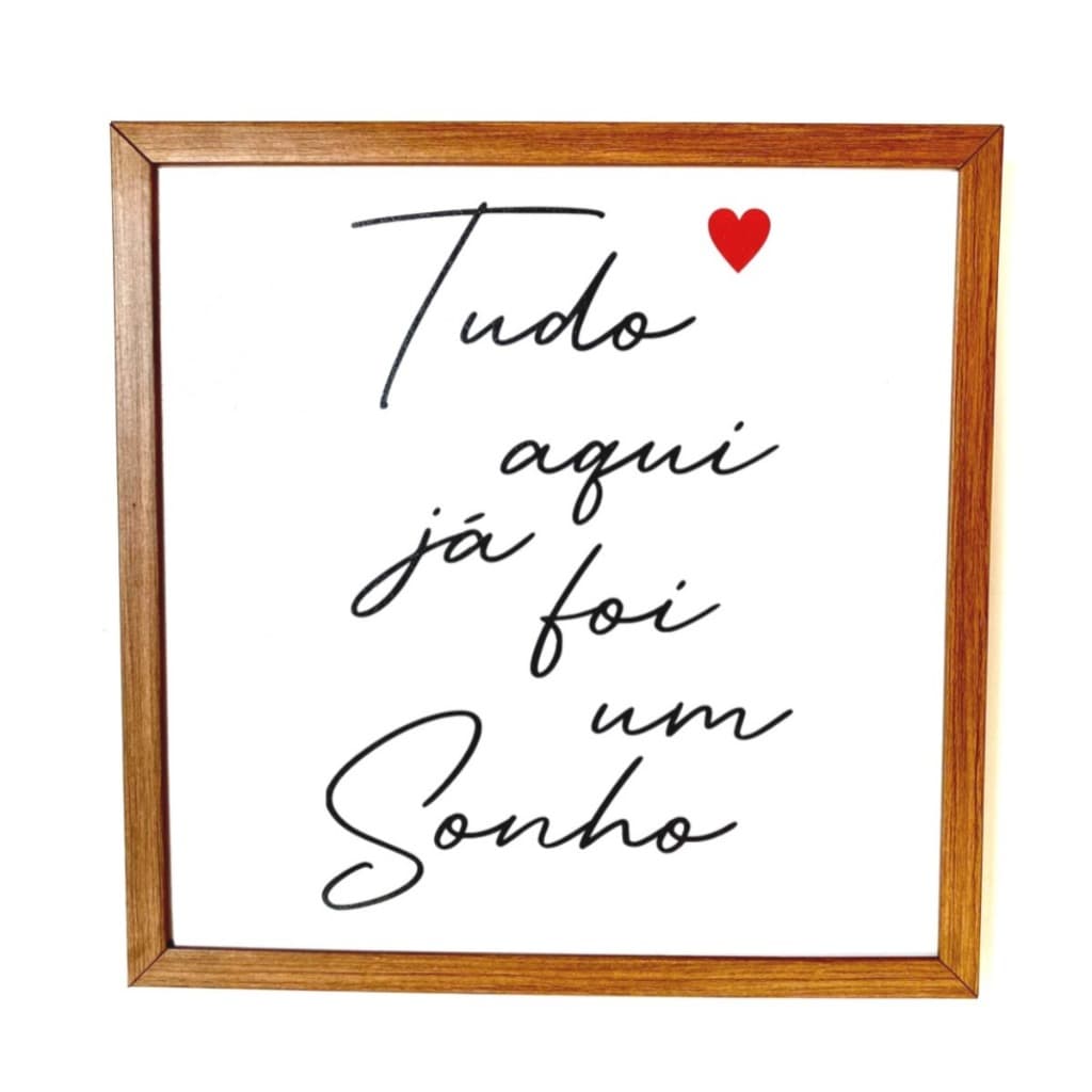 Quadro cobre caixa de luz com moldura 53x53 resinado Tudo aqui já foi um sonho (coração vermelho)  decoração\quarto\sala