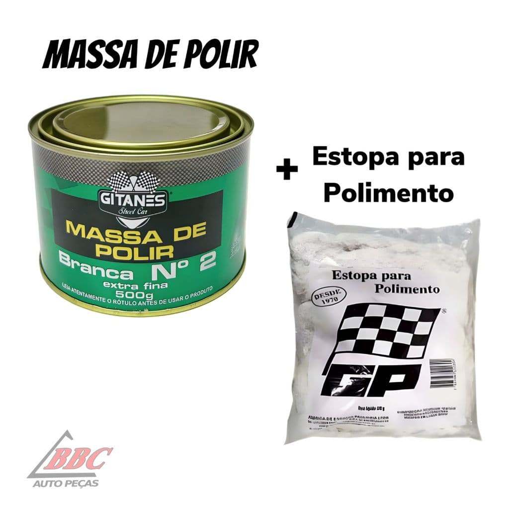 Massa De Polir Branca Nº 2 500g Gitanes Extra Fina + Estopa polidora