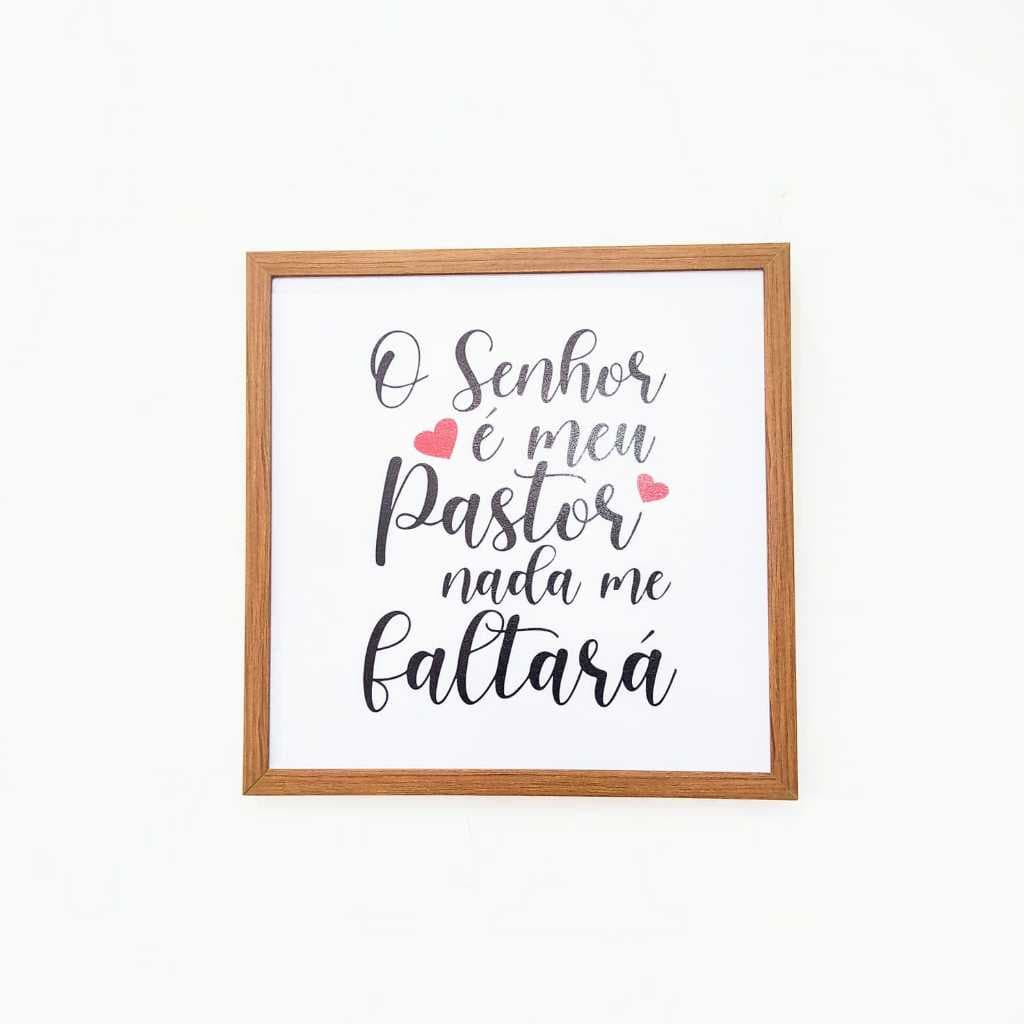 Quadro  para caixa de luz resina 53x53 SALMO 23 CORAÇÃO M.madeira