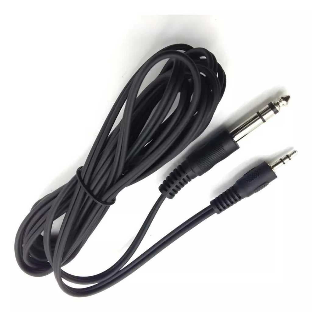 Cabo de Áudio Auxiliar P10 X P2 Estéreo 2 Metros Cor Preto