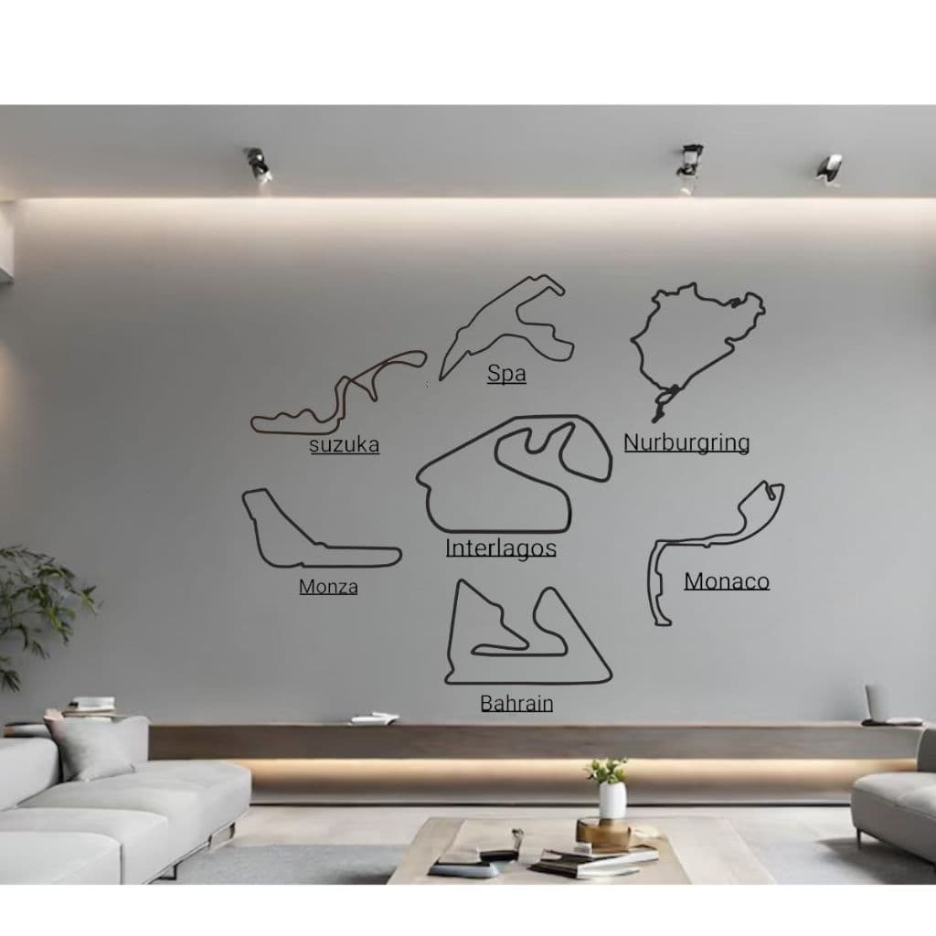 Quadros Pistas F1 Decoração Monza Interlagos SPA Bahrain  Monaco Nurburgring Suzuca 38x60
