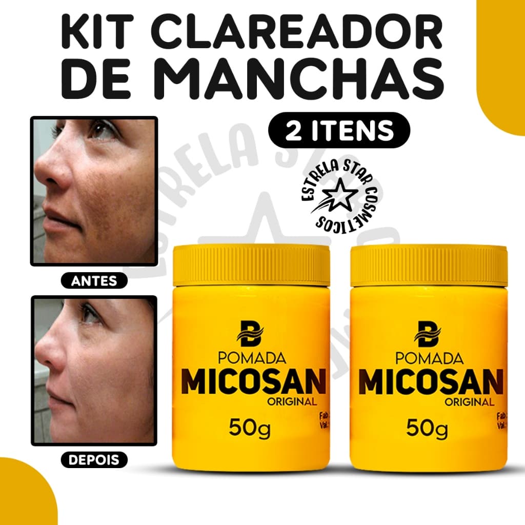 KiT 2 Pomadas  Micosan Clareamento de Pele e Tira Manchas e Tratamento de Espinhas e Acne e Micose