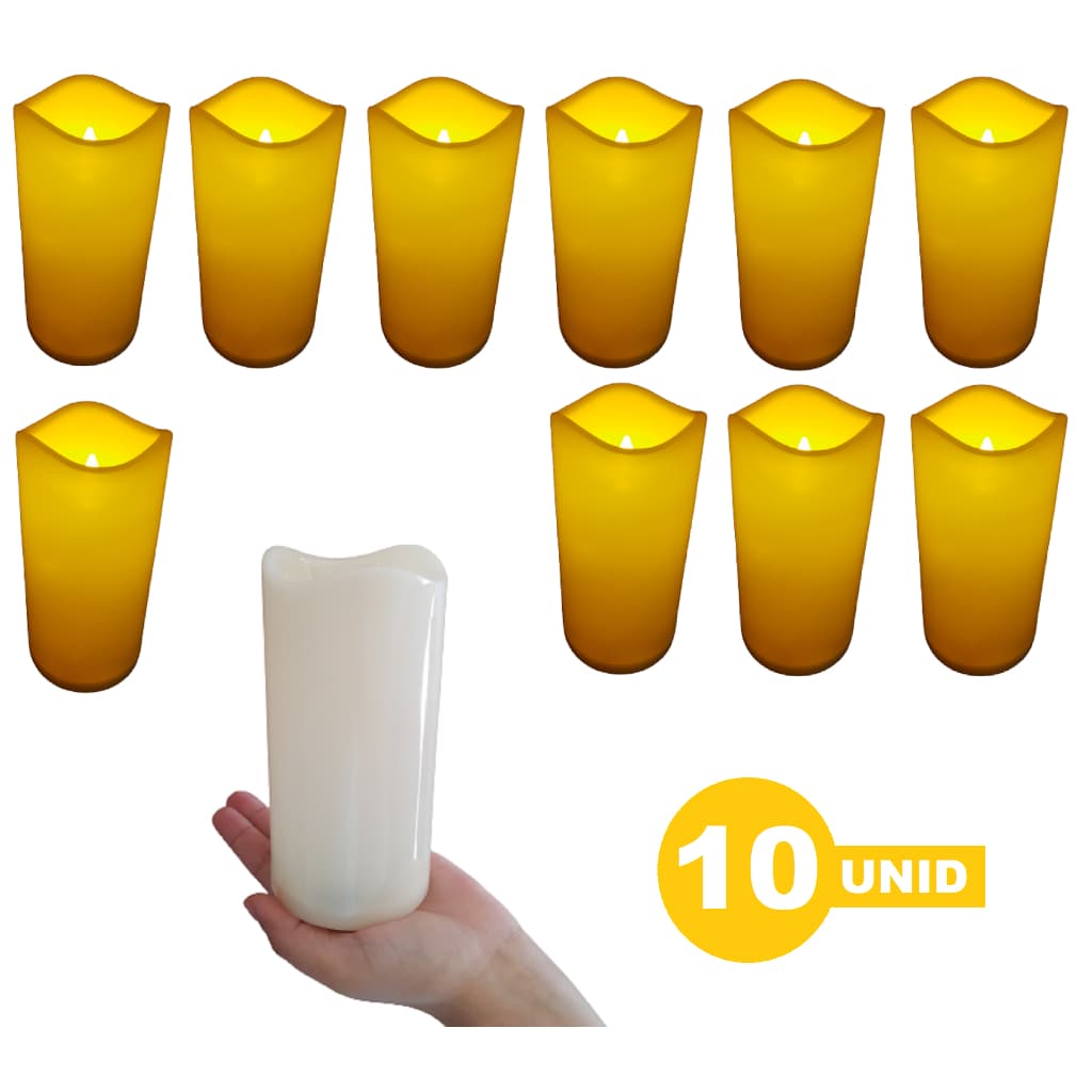 Kit 10 Velas Led Decoração Grande Natal 15 Cm Pilhas Inclusas