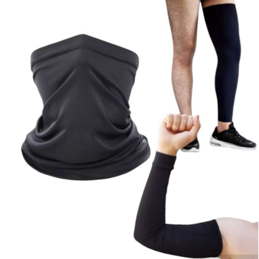 Kit Manguito + Pernito + Mascara Bandana Academia Esporte Ar Livre