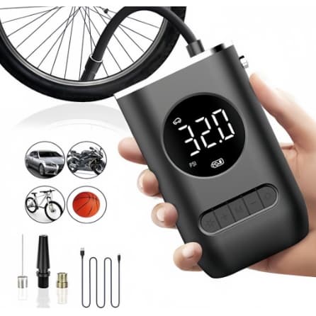 Calibrador Compressor Pneu Digital Carro Bike Moto Sem Fio Cor Preto 110v/220v