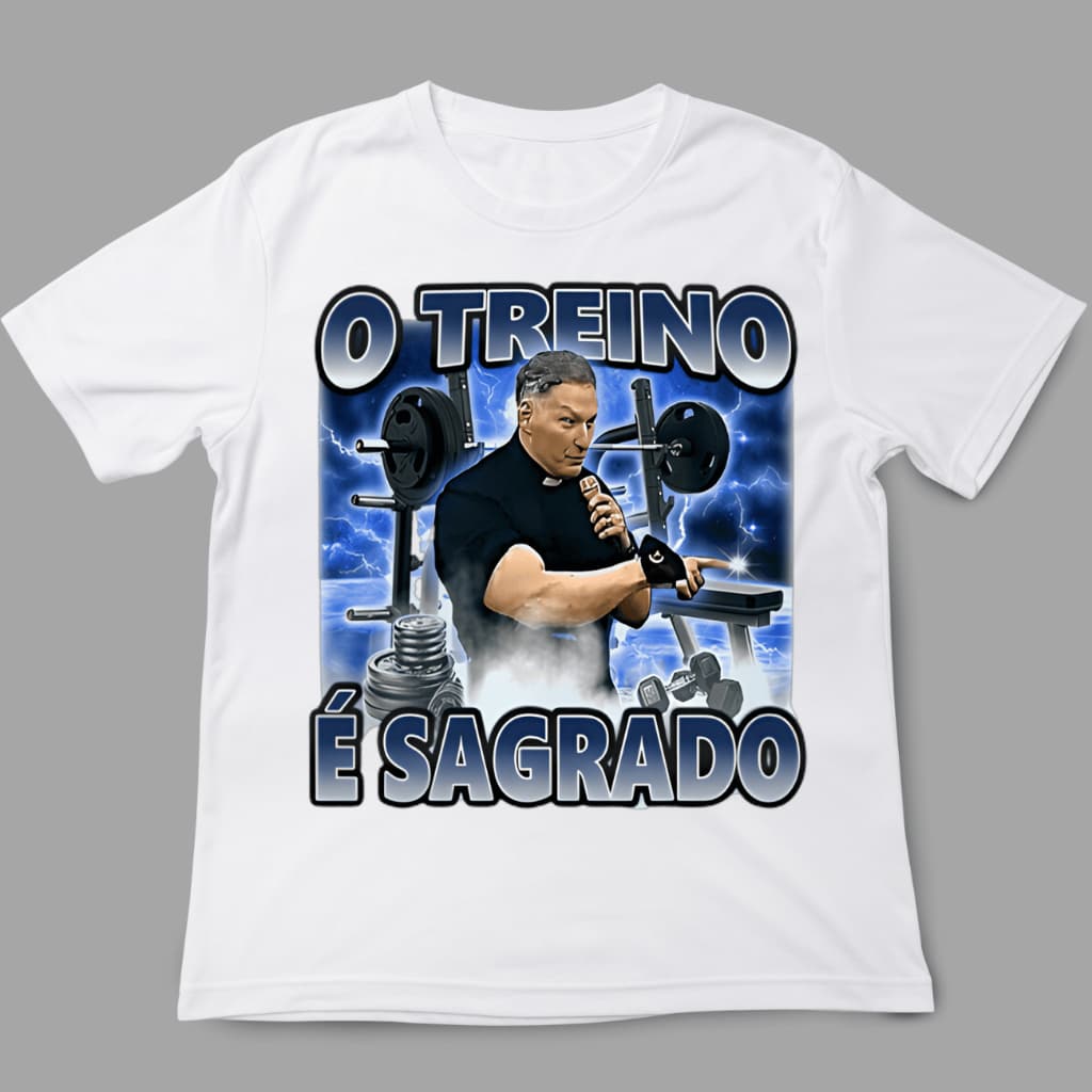 Camiseta Padre Marcelo Rossi Treino é sagrado academia treino maromba