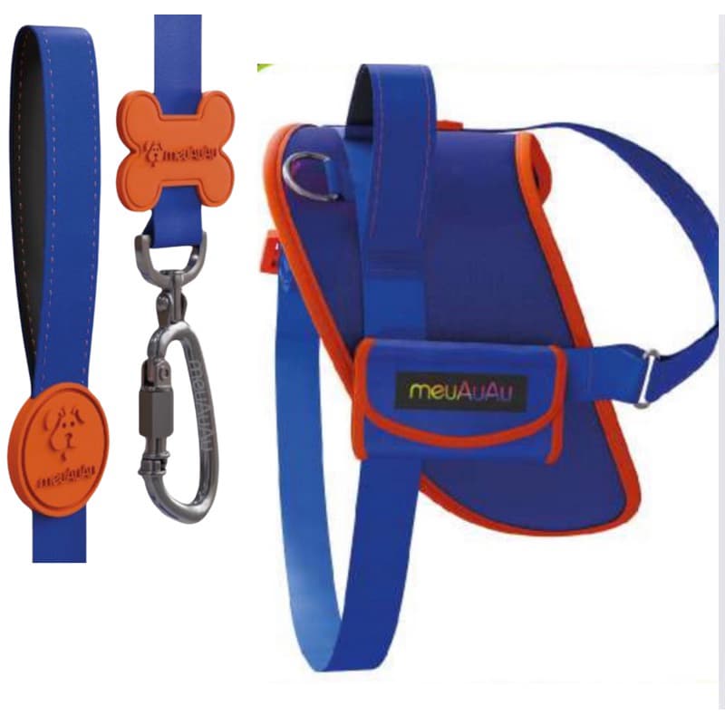 Kit Peitoral Safe com bolsinho Porta Saco para caquinha e Guia para Cães