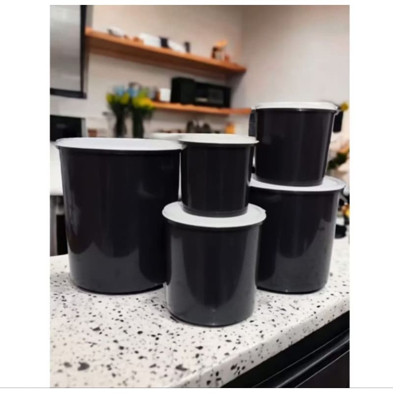 jogo de potes para mantimentos color liso tampa branca