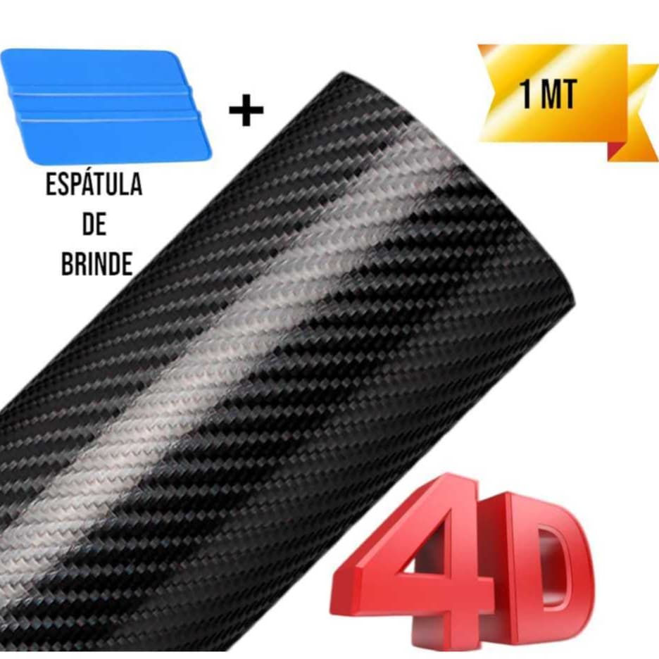 Adesivo fibra de carbono preto 4D varias medidas