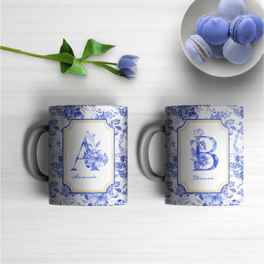 Caneca Xícara Personalizada Presente Com Seu  Nome Floral
