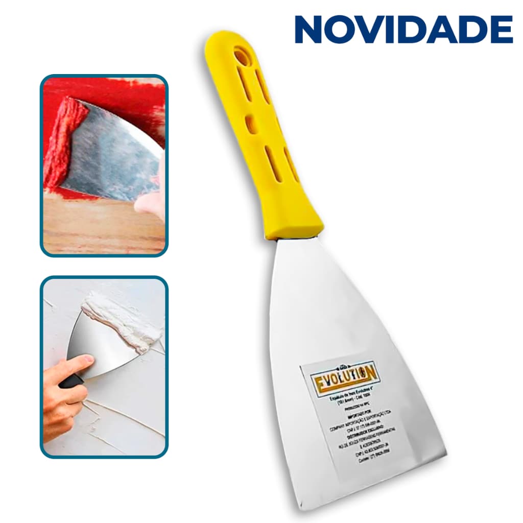 Espátula Inox Flexível Evolution 10CM Cabo de Plástico Para Acabamento Pintores