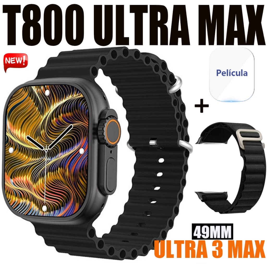 T800 Ultra Max NFC 2026 Nova Série 9 Smart Watch 2.09 Inch HD 49mm Bluetooth Com Calculadora