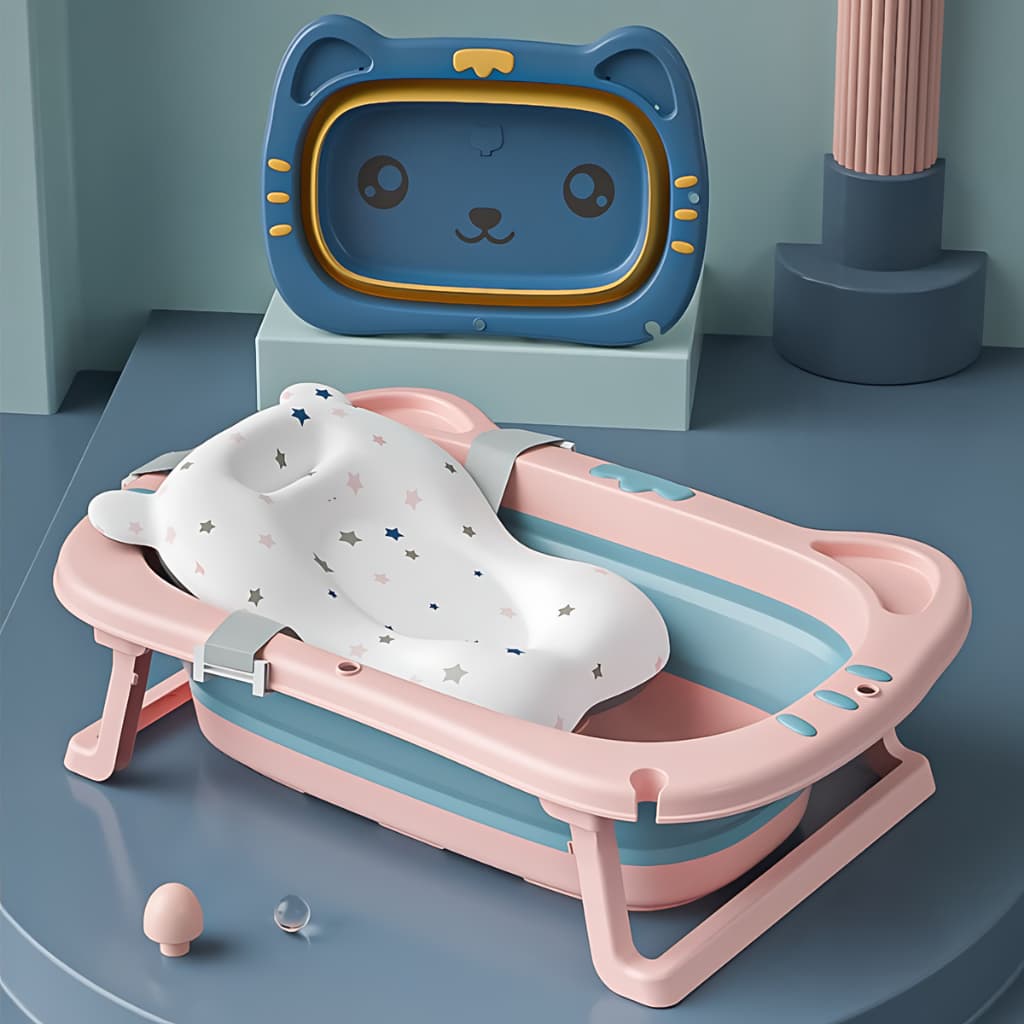 Banheira De Bebê Com Almofada De Estrela Flutuante Para Recém-Nascido Ofurô Dobrável