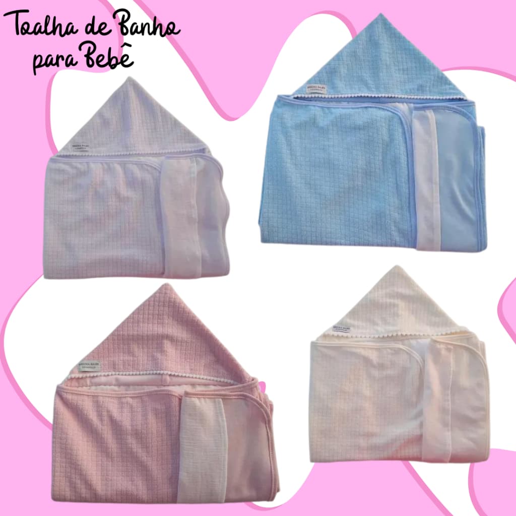 Toalha de Banho Bebê Recém-Nascido Dupla Face com Capuz Forrada em Algodão Super Conforto