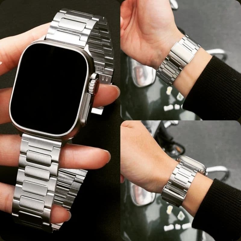 Smartwatch em Aço Inoxidável, iwatch séries 7 8 9, Notificações Facebook, Whatsapp e SMS