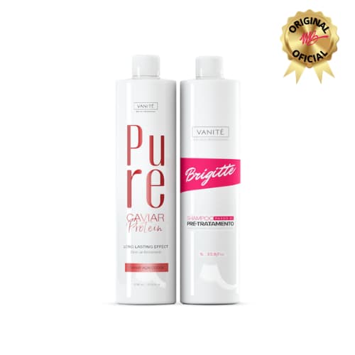 Alisamento Definitivo Pure Caviar + Shampoo Antirresíduos 1L | Efeito Liso Profissional Sem Formol