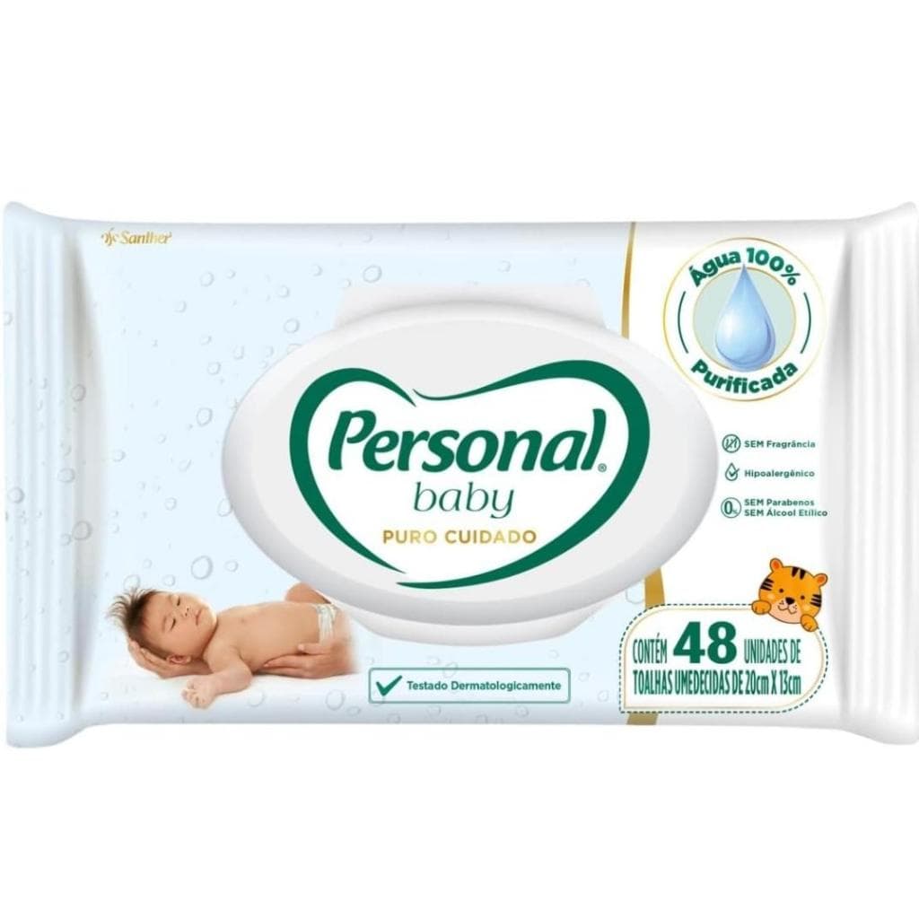 Toalhas Umedecidas Personal Baby Puro Cuidado C/48 Unidades