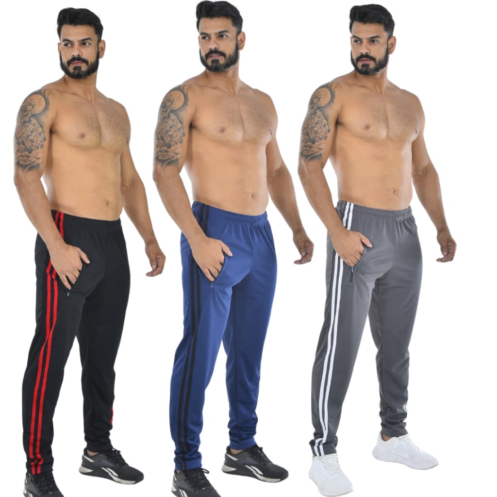 Kit 3 Calças Masculina com Cordão e Bolso com Zíper para Atividade Física em Academia e Corrida.