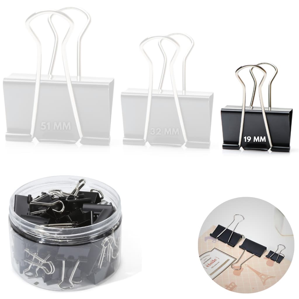Kit 40 Binder Clips Prendedor Grampo Borboleta De Papel Prancheta Documentos