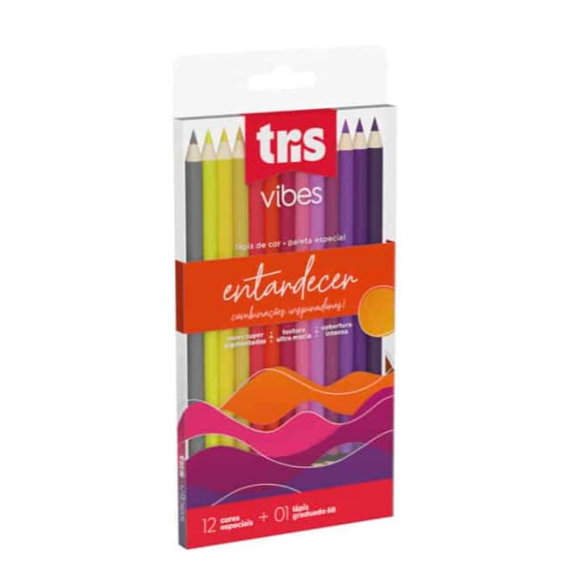 Lapis Cor Tris Vibes Entardecer - 12 Cores + 1 Lapis 6B