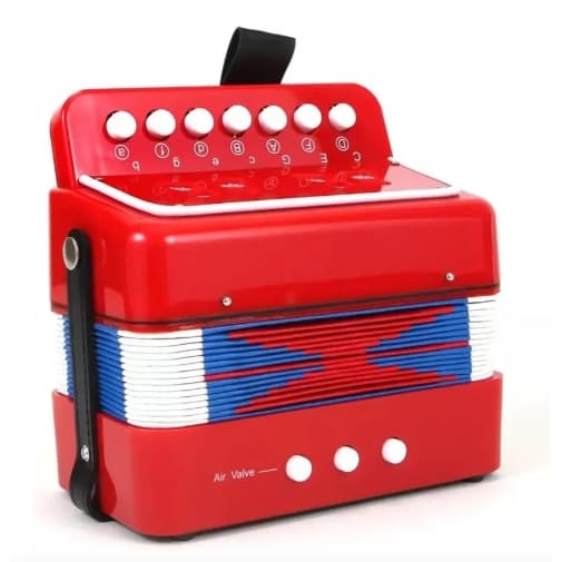 Instrumento Infantil Sanfona Infan Acordeon 3 Baixo 7 Teclas Cor Vermelho