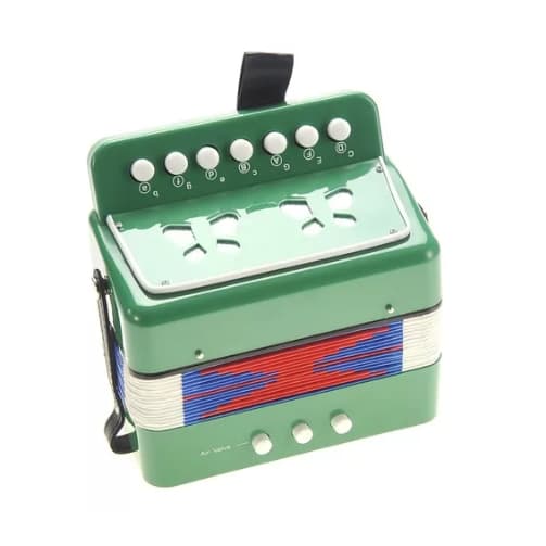 Instrumento Infantil Sanfona Infan Acordeon 3 Baixo 7 Teclas Cor Verde