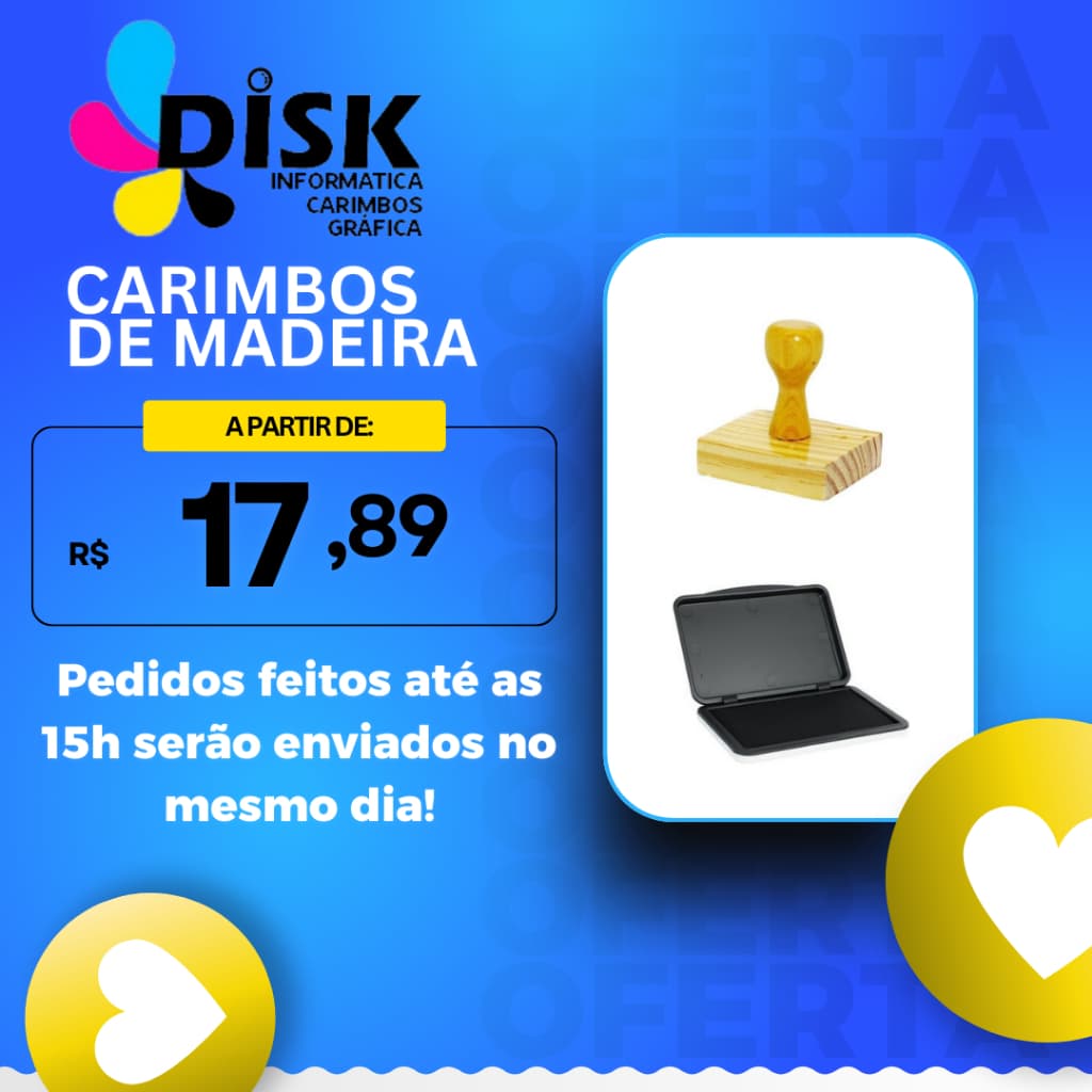 Carimbos de Madeira + Almofada para Empresa - Assinatura, CNPJ ou outra personalização + Almofada