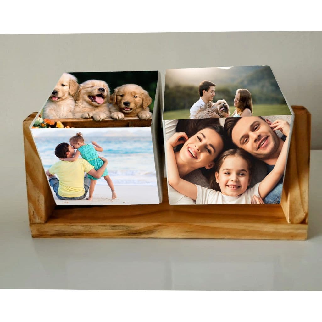 porta Foto 2 Cubo Giratório Personalizado para 8 Fotos, artesanato.
