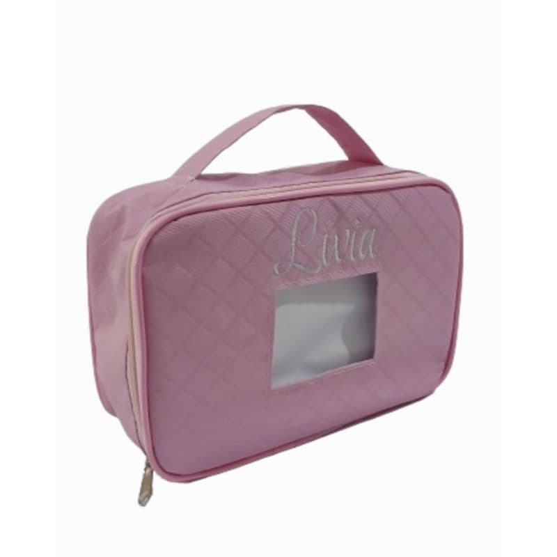 Porta Fralda e Lenço Umedecido Personalizado Rosa