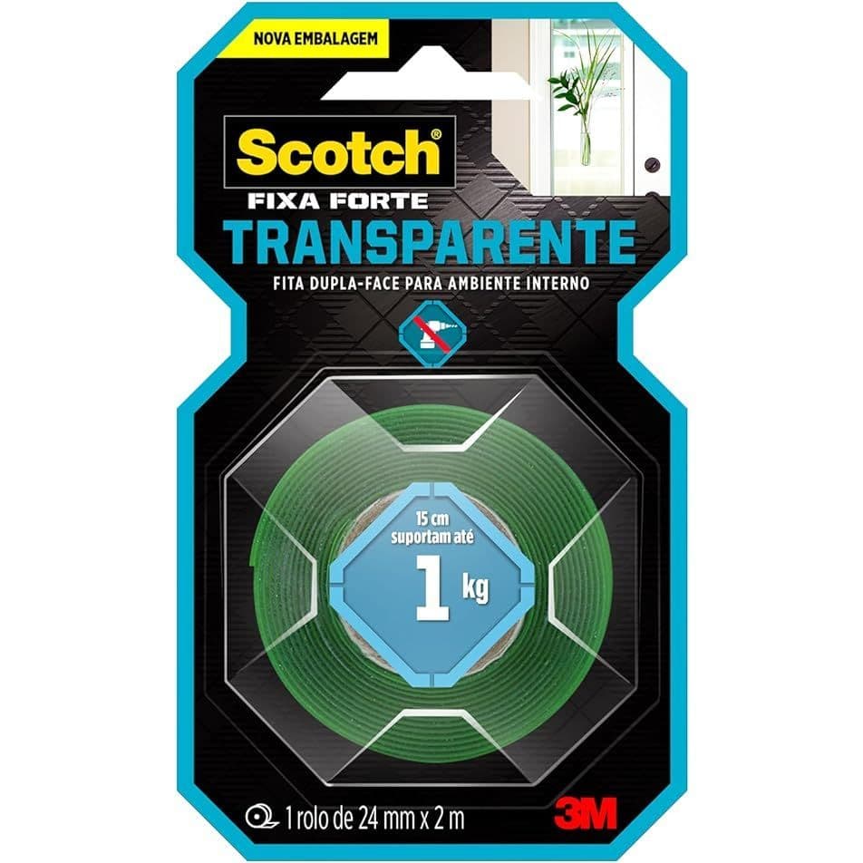 Fita Dupla Face 3M - Dupla Face Para Parede - Fita Adesiva VHB Fixa Extra Forte Transparente