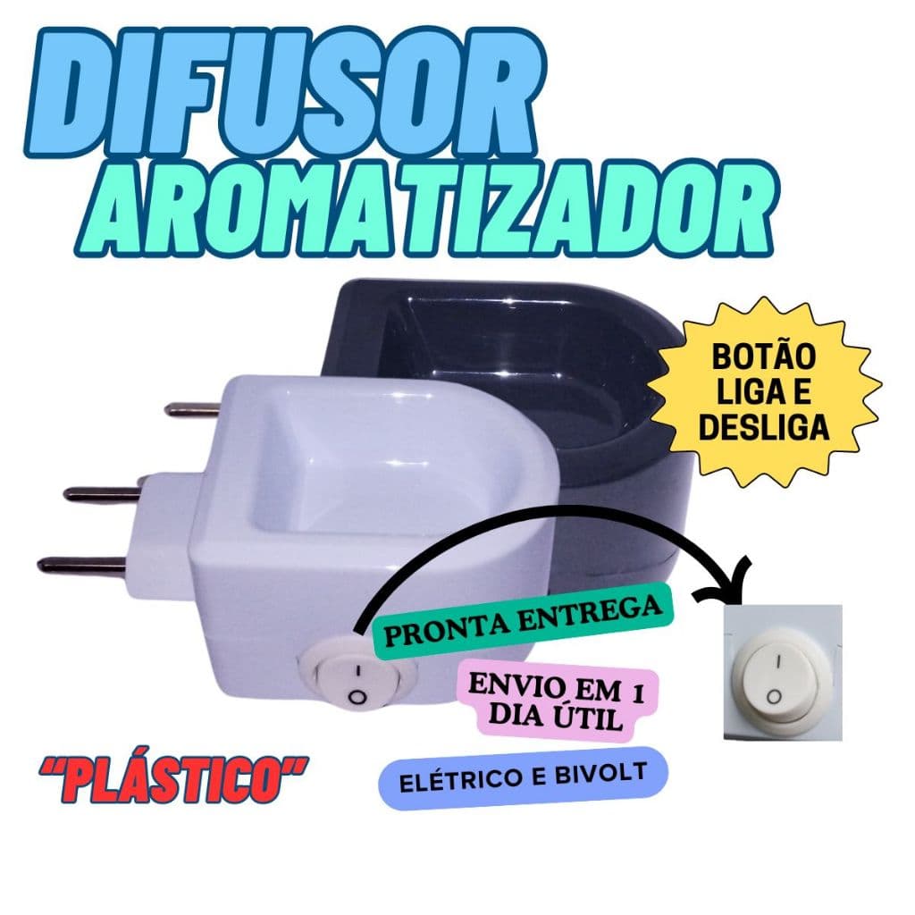 1 Difusor Aromatizador Elétrico Plástico Bivolt 15ml de Óleos Essencias para abientes de 30m2