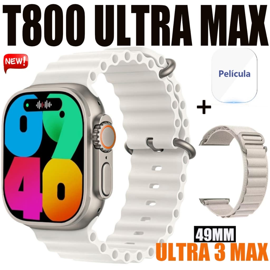 2026 Relógio Original iwo T800 Ultra 3 Max NFC Smart 2.02-Inch Series Chamadas Assistente Voz De Sangue