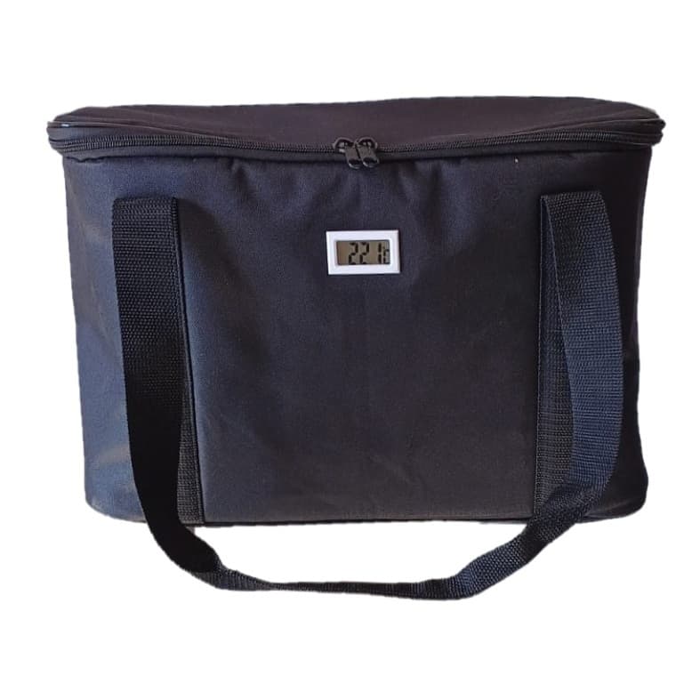 Bolsa Térmica Preta 32 Litros com Termômetro Digital simples Ideal Para Transportes De Vacinas
