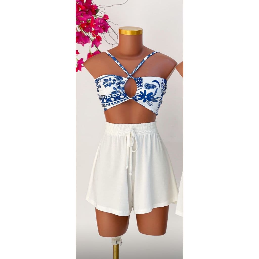 Cropped feminino estampado floral top luz tendencia moda blogueira verão amarração cruzada multiformas