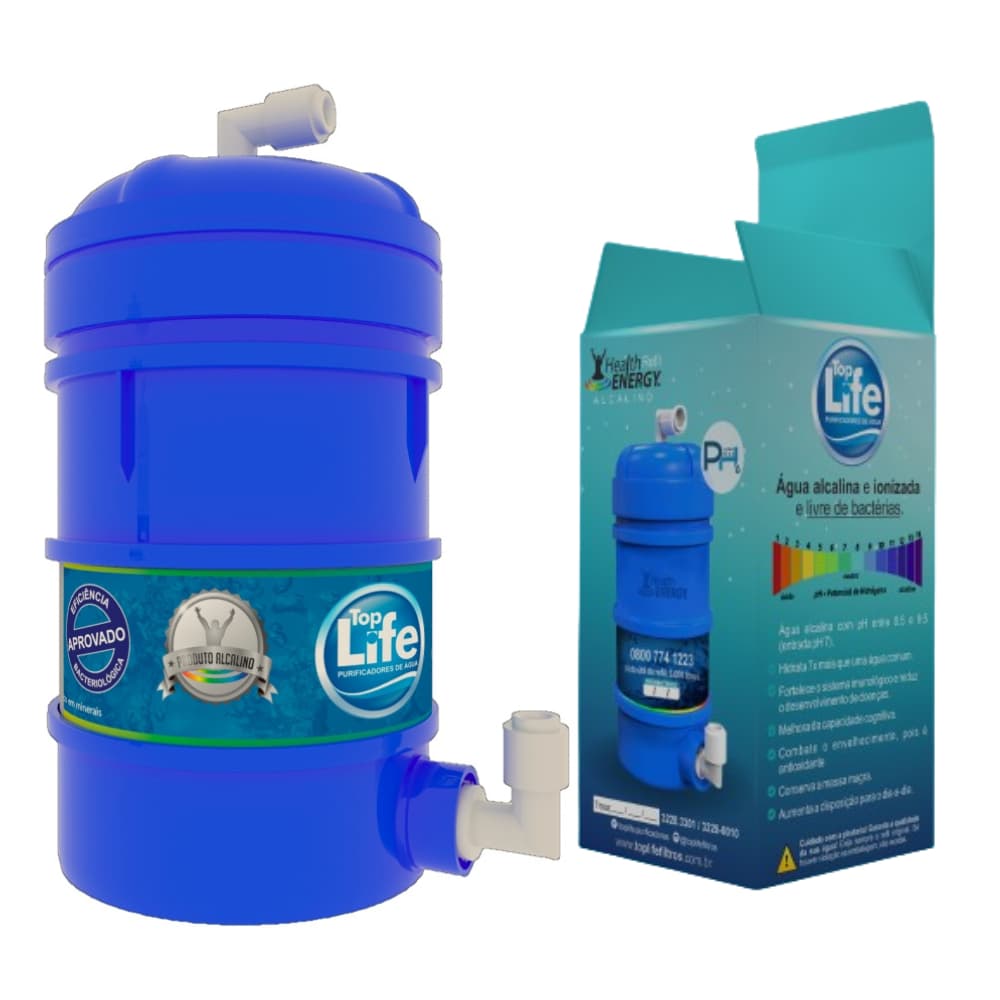 Refil Filtro Vela Alcalino Top Life Purificador Água Alcalina He Oxi Health Energy Blue He Original