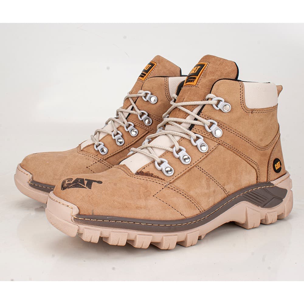 Bota Caterpillar Masculina Em Couro Nobuck Sola Borracha