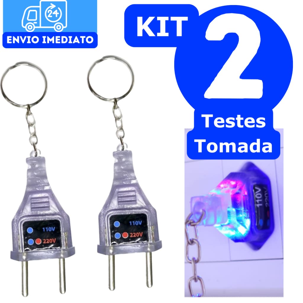 Kit 2 Teste de Tomada Chaveiro Identificador Tomada 110 220v Ferramentas Cuidados e Proteção Aparelhos Eletronicos