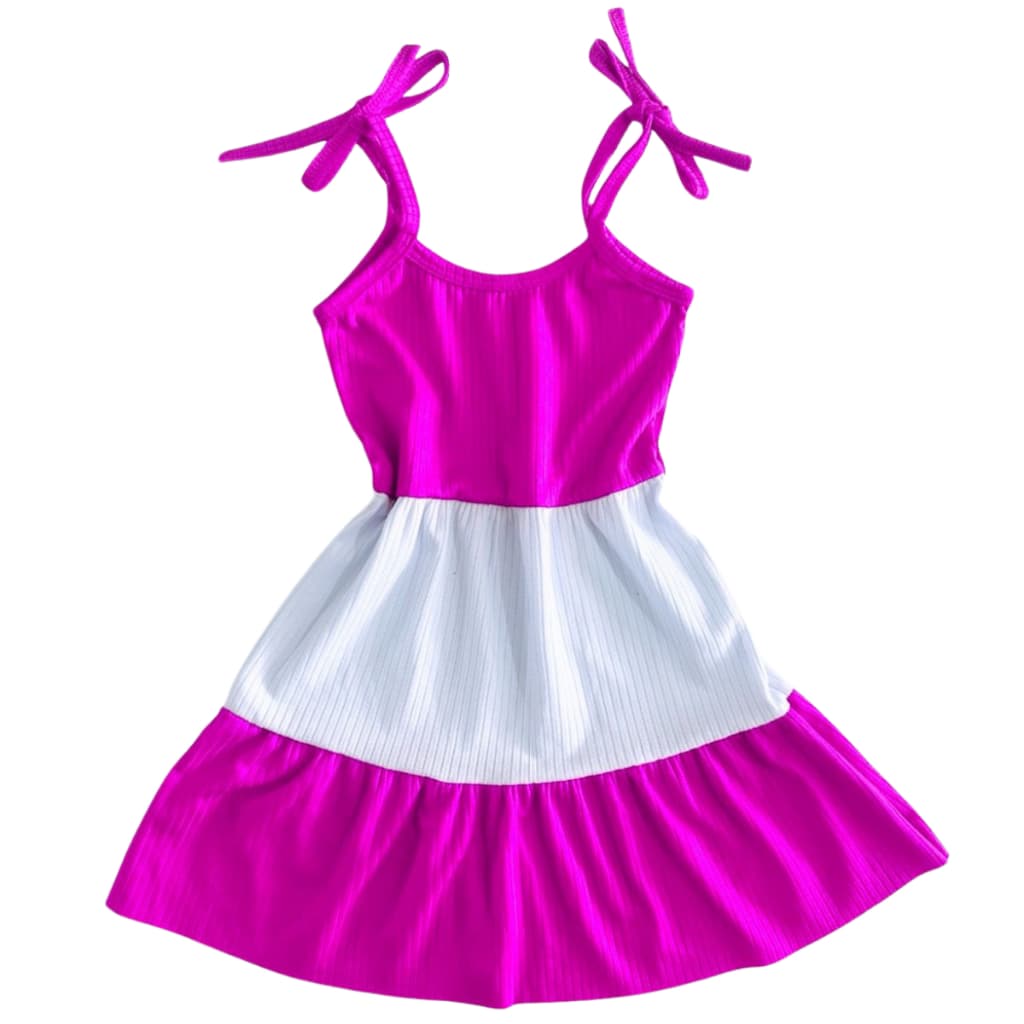 Vestido menina infantil três maria ROSA E BRANCO
