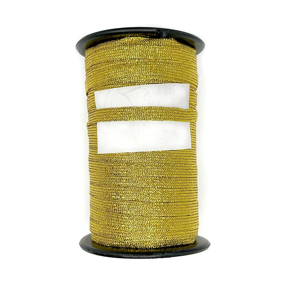 Fita Metalizada 0540 Dourada 5mm Fio Ouro para Artesanato em Geral
