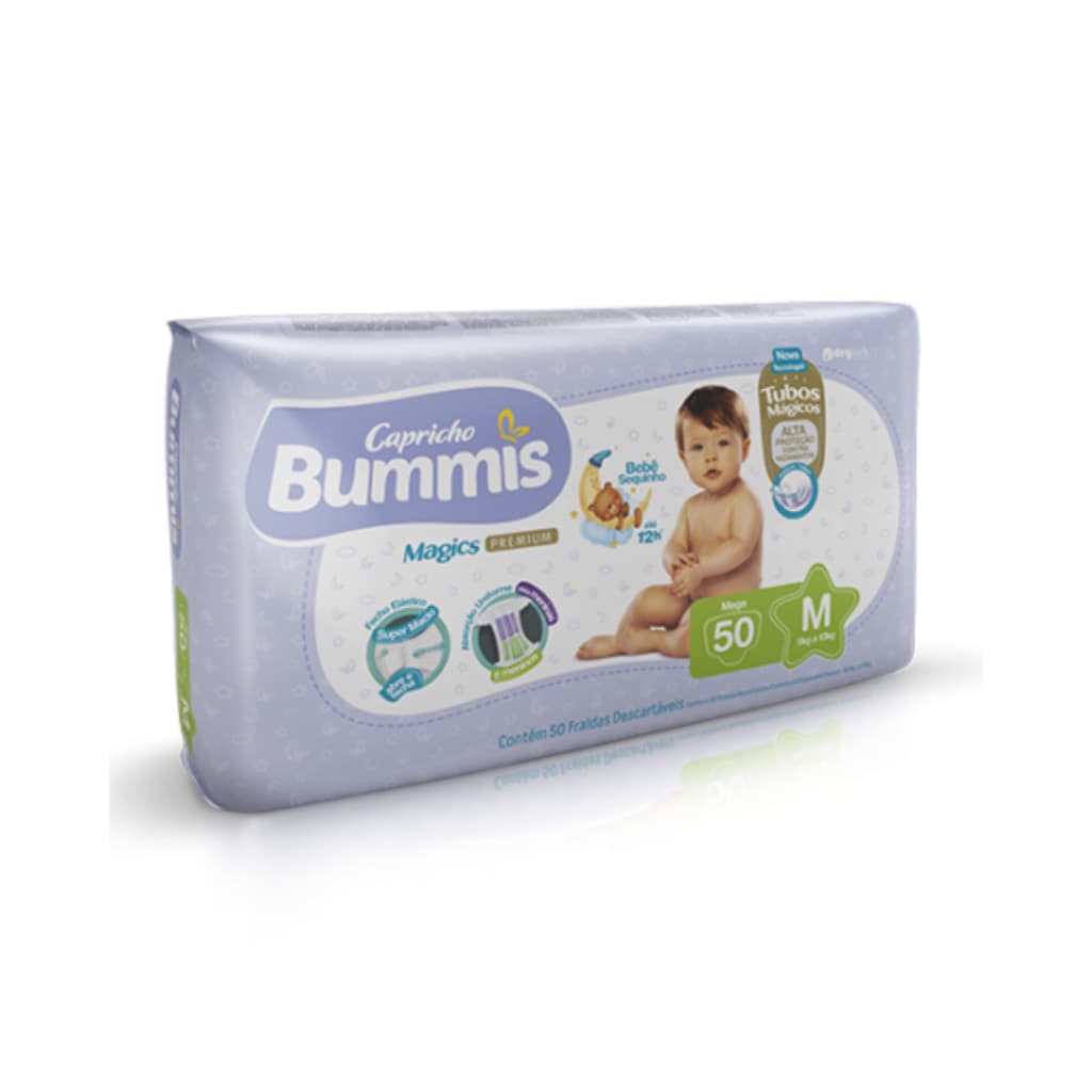 Fralda Capricho Bummis Magics Premium M - 50 Unidades - 12h Proteção