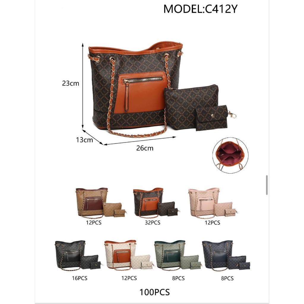 Kit Bolsas Femininas 3 Peças Bolsa Lorena Transversal Tote E Bolsa Tiracolo Com Porta Documentos