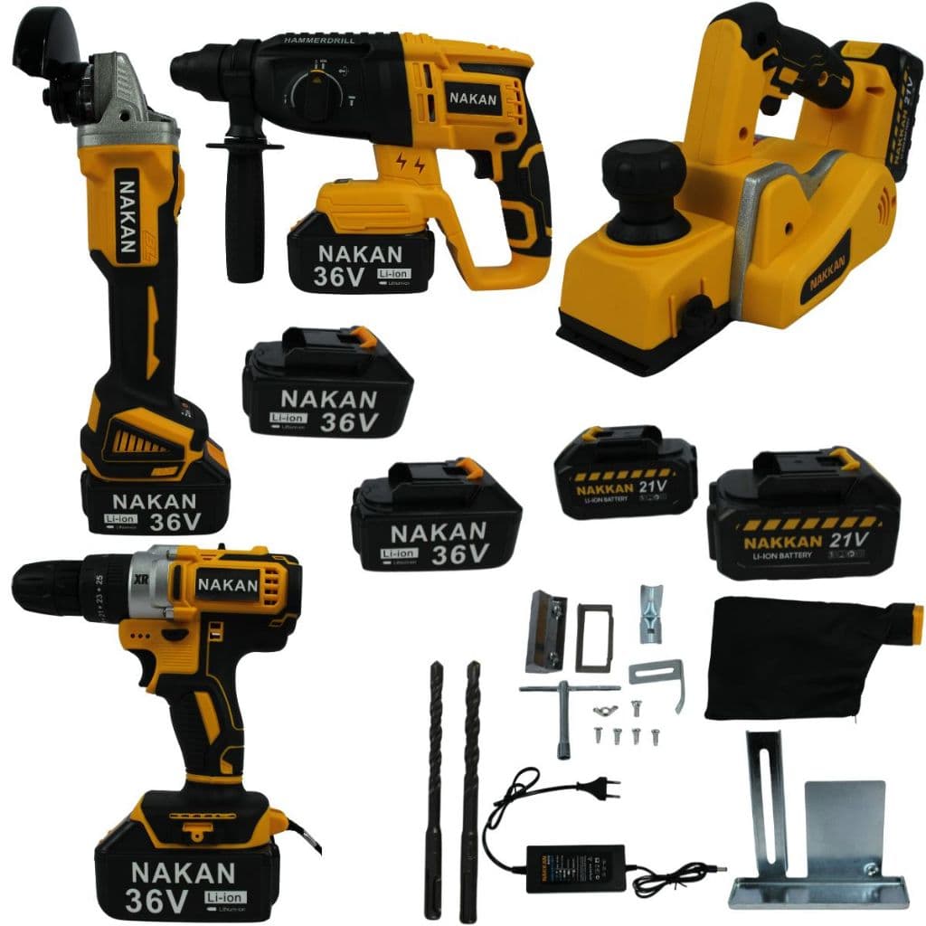 Kit 4 em 1 Conjunto de Ferramentas a Bateria Profissional Nakkan