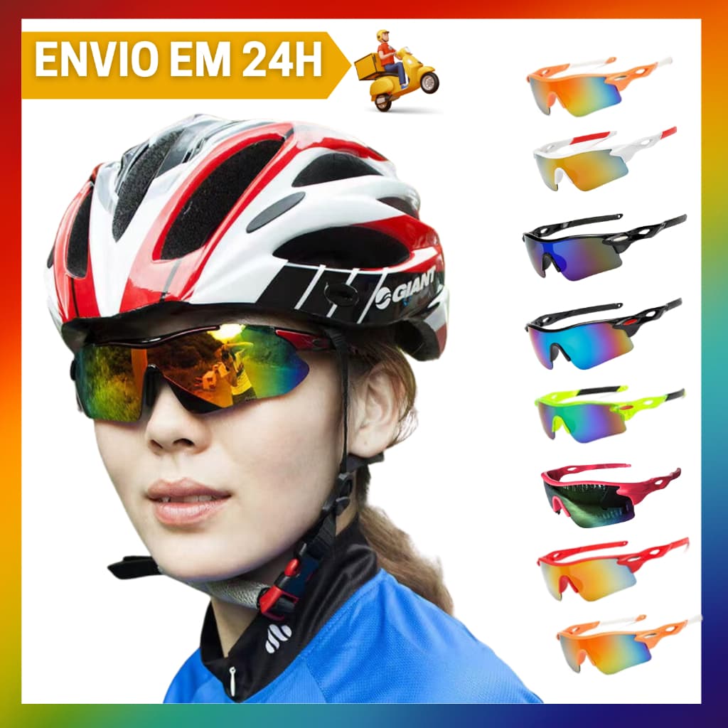 Óculos de Ciclismo Proteção UV 400 MTB Esportivo Espelhado  Bike Corrida Ciclista Vôlei Beach Tênis Esportes ao ar Livre
