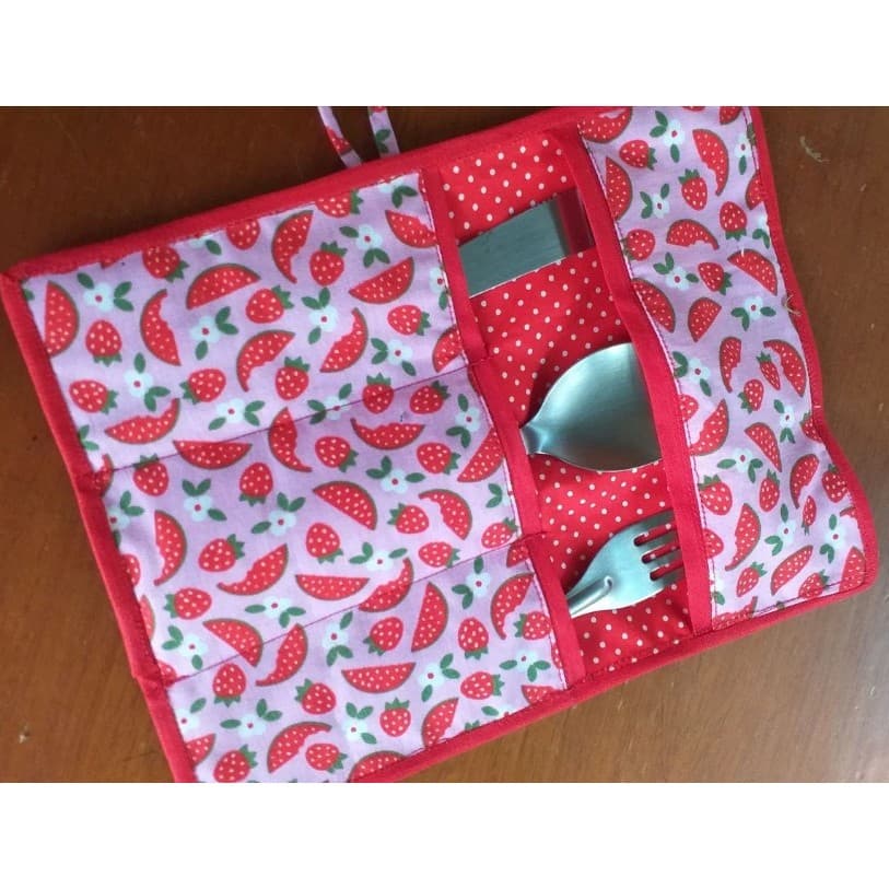 Porta Talheres Portátil Estojo Tecido Premium Bolsa Necessaire Organizador De Talher Viagem Marmita