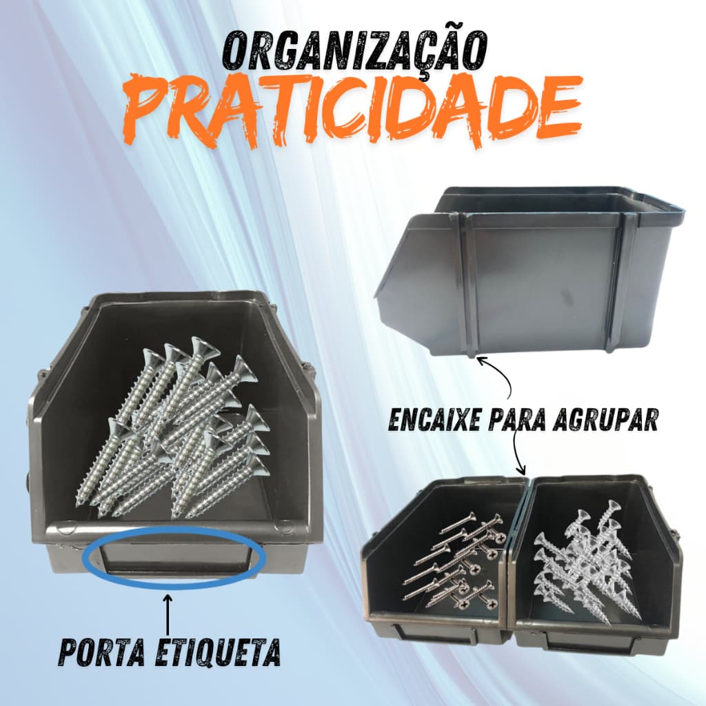 Kit Gaveta Bin N5 Caixa Plástica Organizadora Gaveteiro Preto Profissional
