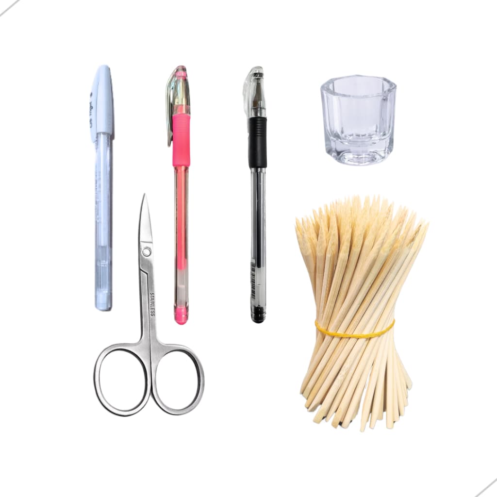 Kit Caneta para design de sobrancelhas Branca Rosa e Preta Tesoura Tesourinha Copo Dappen e Palito Laranjeira micropigmentação microblading marcação da pele Remoção de Pelos Cola Henna