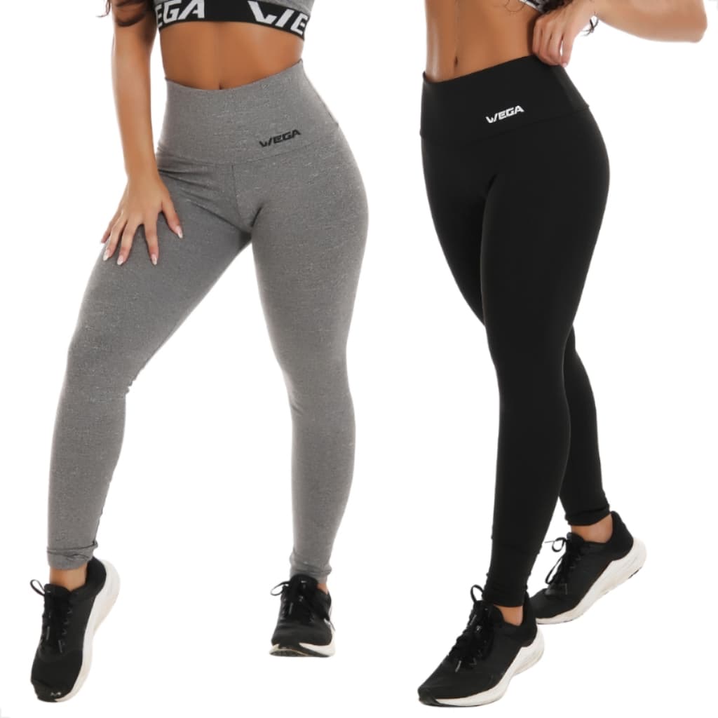 Kit 2 Calças Legging Feminina Suplex Fitness Academia Não Transparente Cós Alto Treino