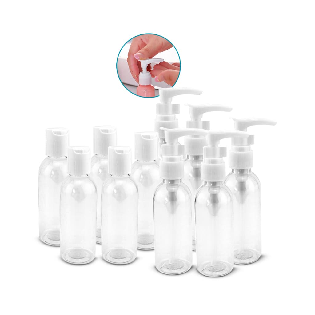 kit 10 frasco multiuso 70ml transparente liquido shampoo viagem lembrancinha potinho