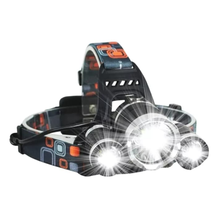 Lanterna de cabeça profissional 3 led potente recarregável foco ajustável a prova d'água