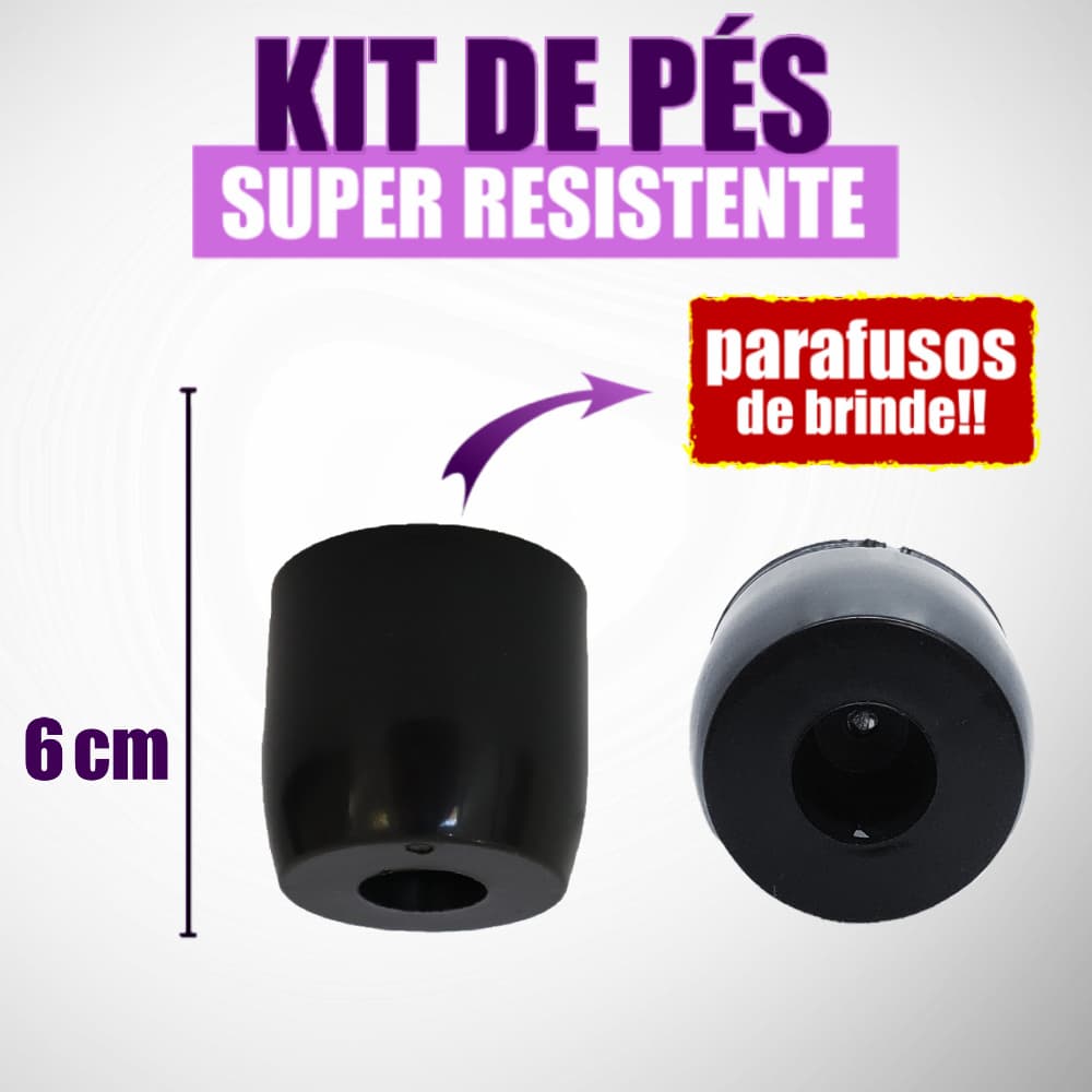 Pés Para Sofá e Poltronas  Plástico Reforçado - Preto /13